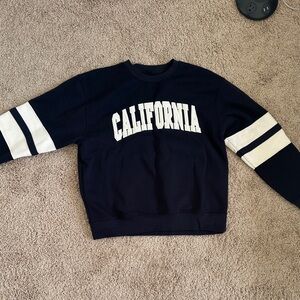 Navy and White California Women's Sweatshirt